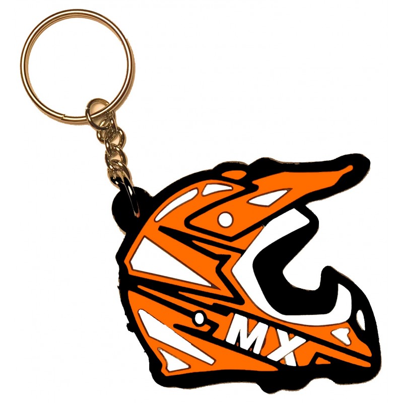 porte clé Casque Motocross Orange