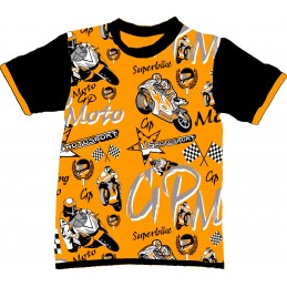 Tee-shirt enfant imprimé moto gp orange