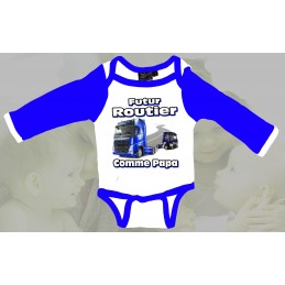 Body bébé camion bleu futur routier