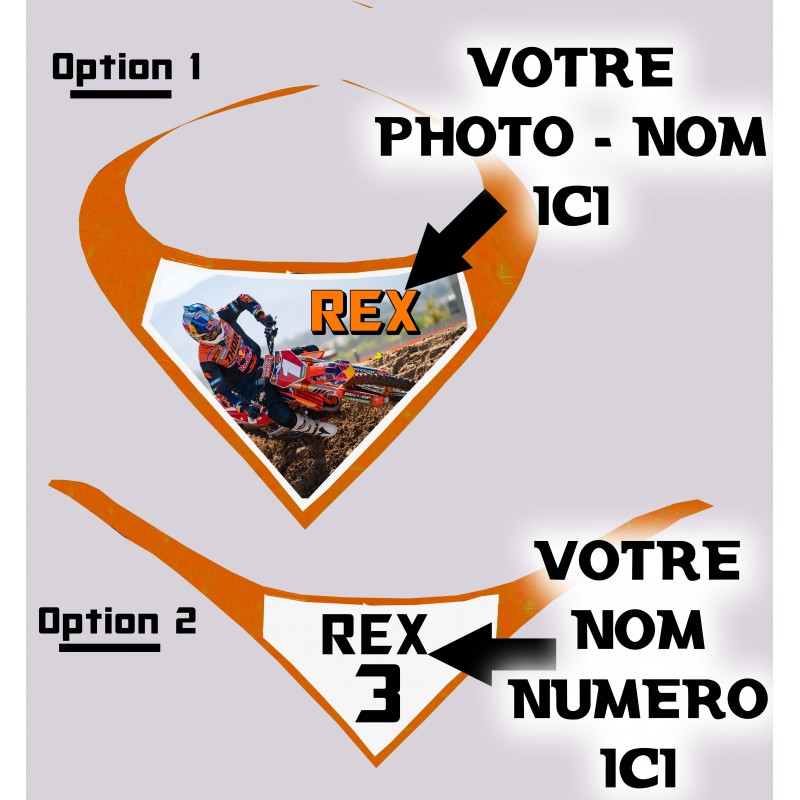 Bandana orange chien moto cross Imprimé personnalisé